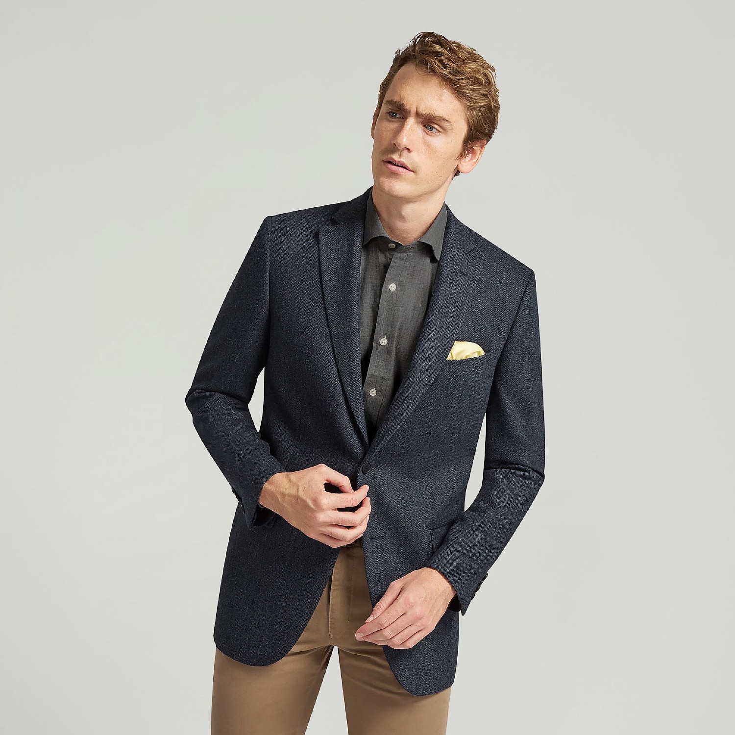 Blue herringbone jacket mens best sale