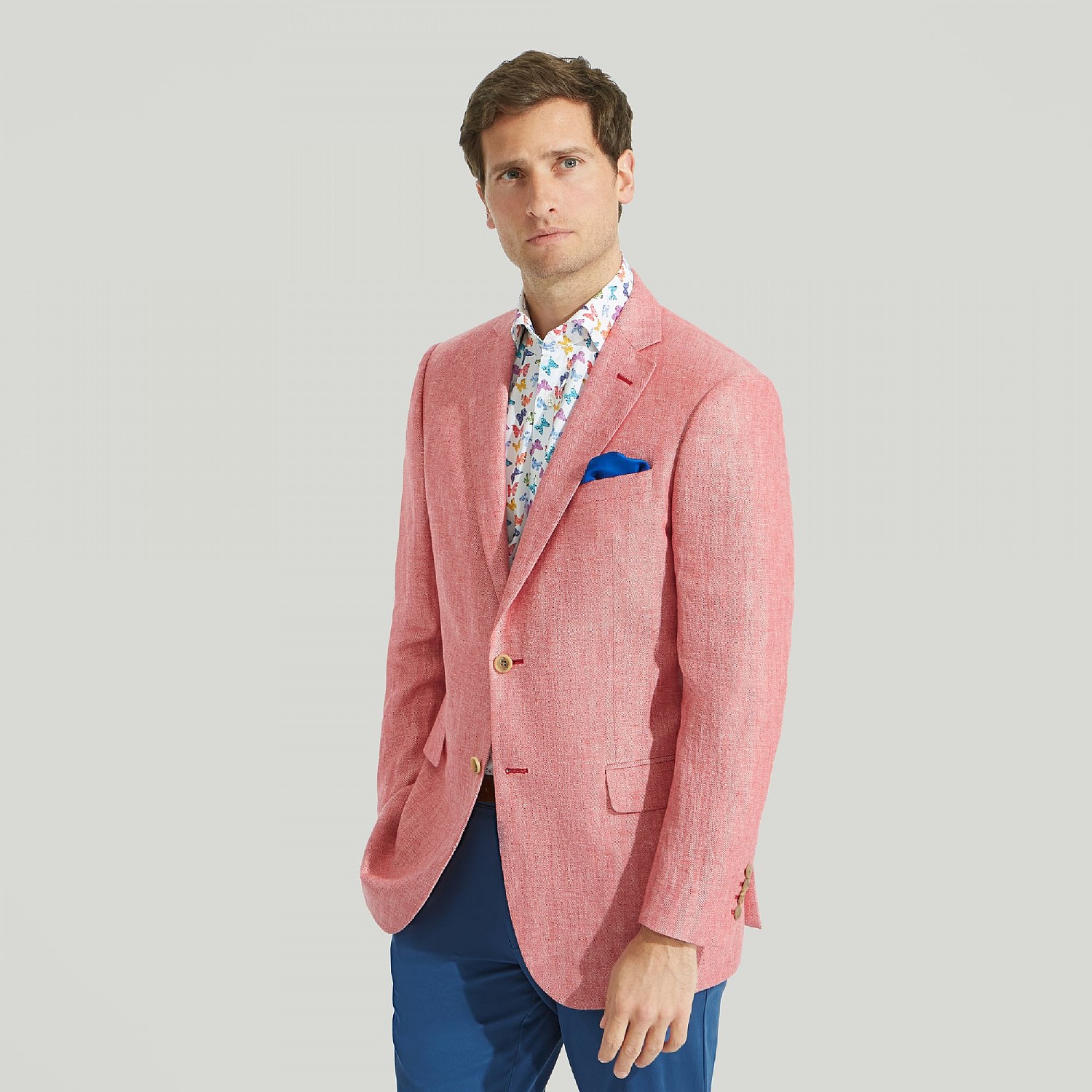 Strawberry Herringbone Linen Jacket