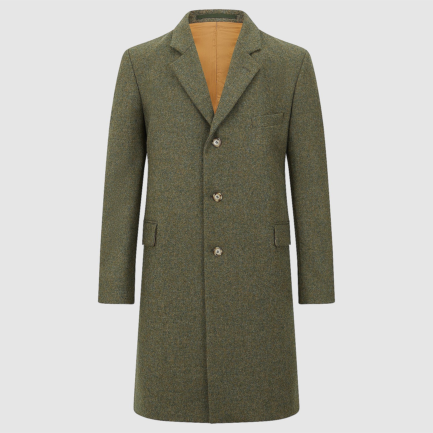 Men'S Olive Green Tweed Marl Coat