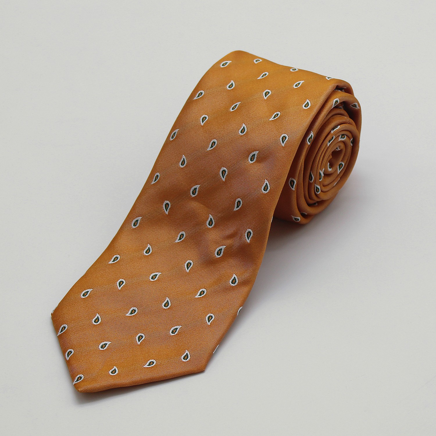 Men's Orange Teardrop Woven Silk Tie