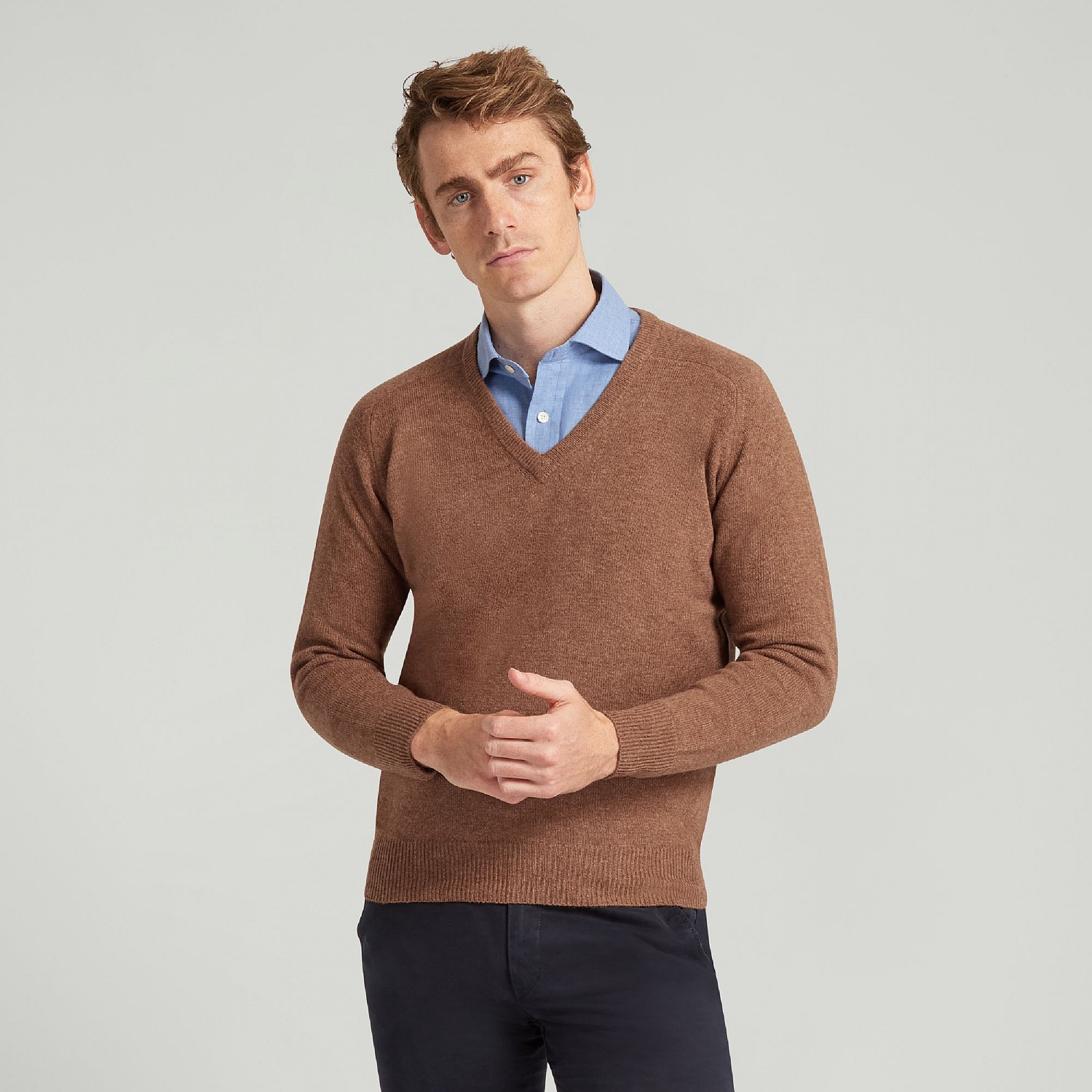 Forest Green, Mens Lambswool V Neck Sweater