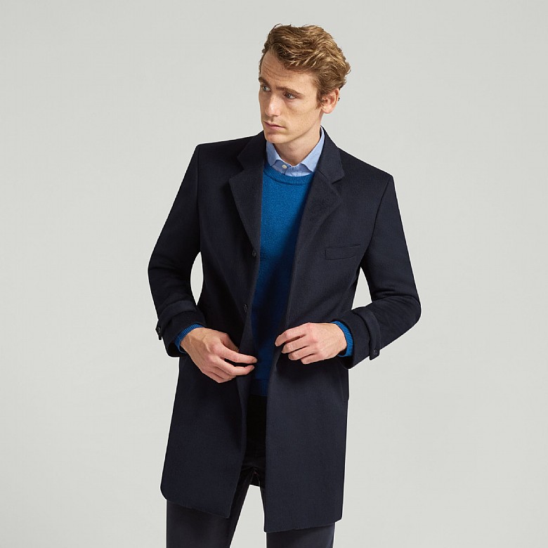 Men's Navy Wool Short Coat