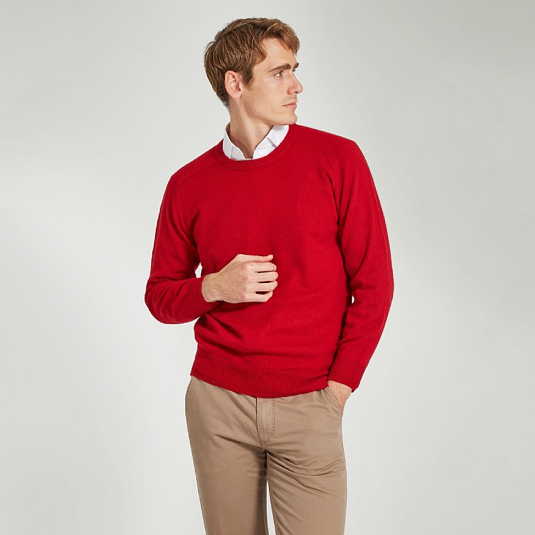 red lambswool jumper